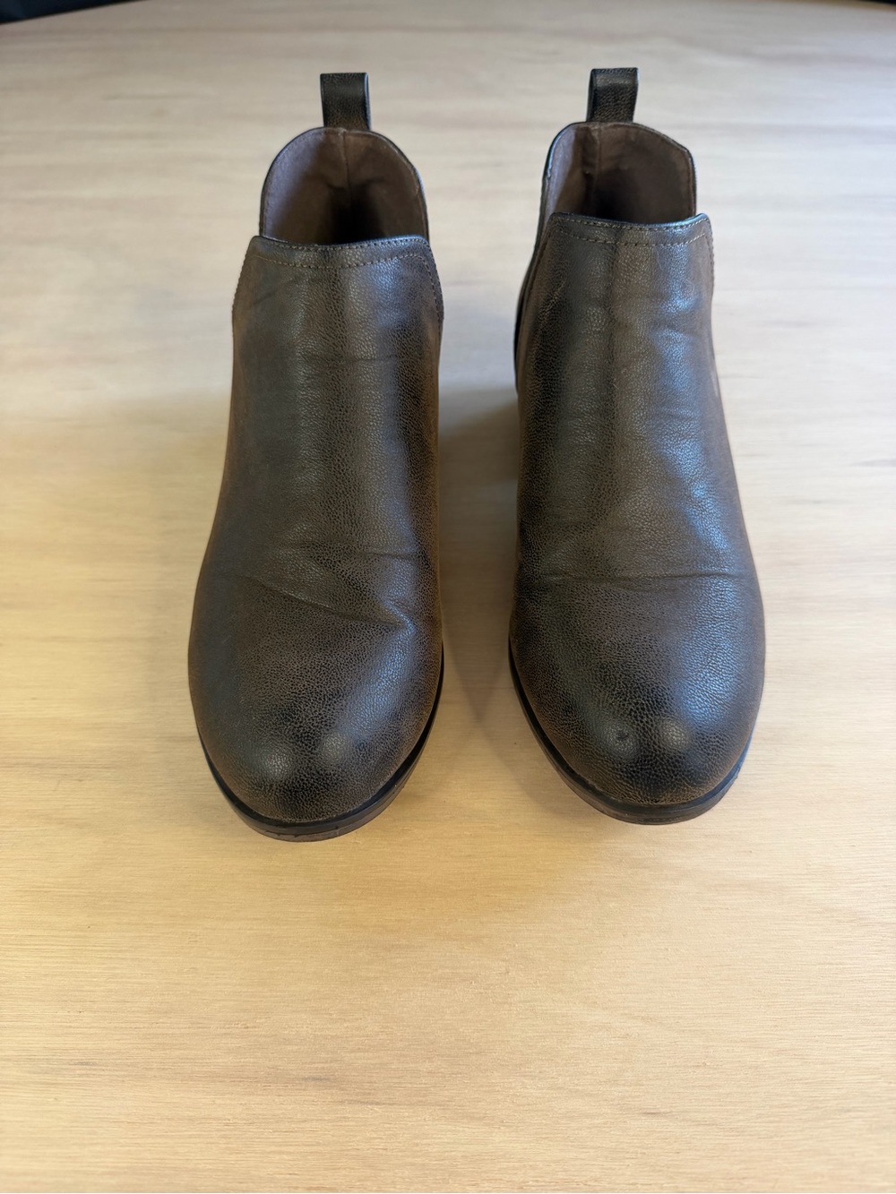 Classic Women’s Brown Leather Slip-On Boots Size 9